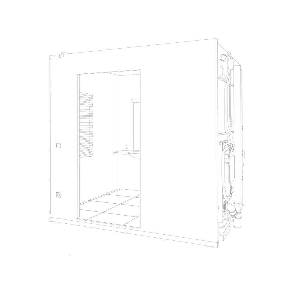 Visualisierung eines Badmoduls von henz.modul. Eine Referenz von Holzbau Henz.