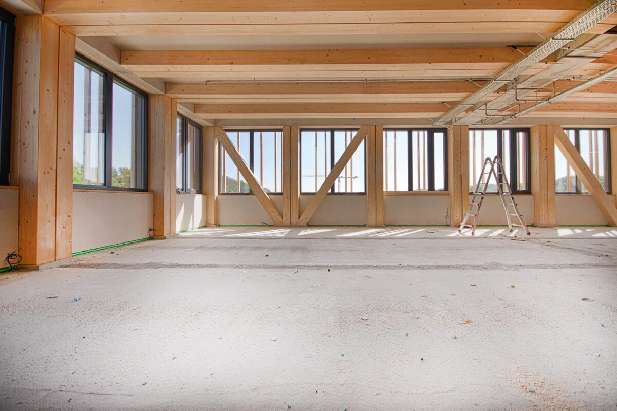 Innenansicht einer Baustelle von Holzbau Henz.