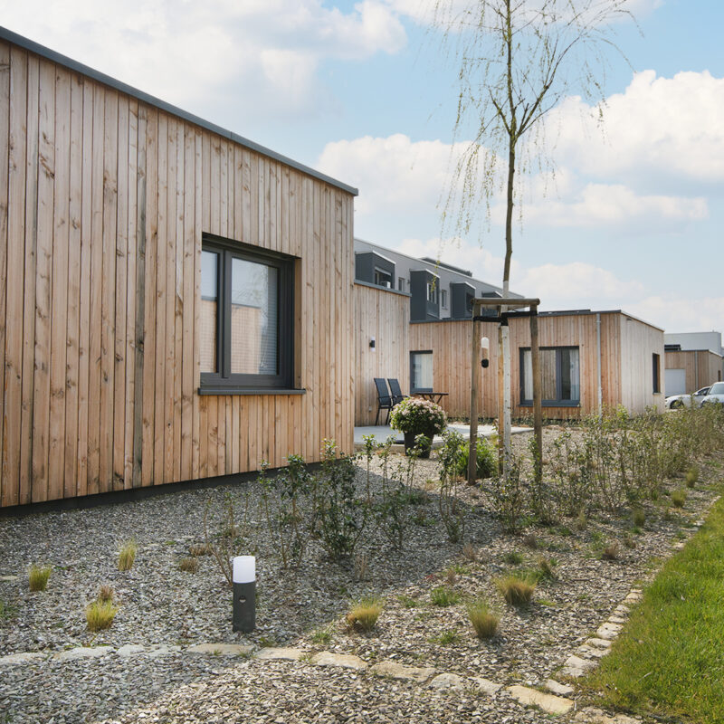 Aussenansicht des Bobinet Quartiers in Trier. Eine Referenz von Holzbau Henz.