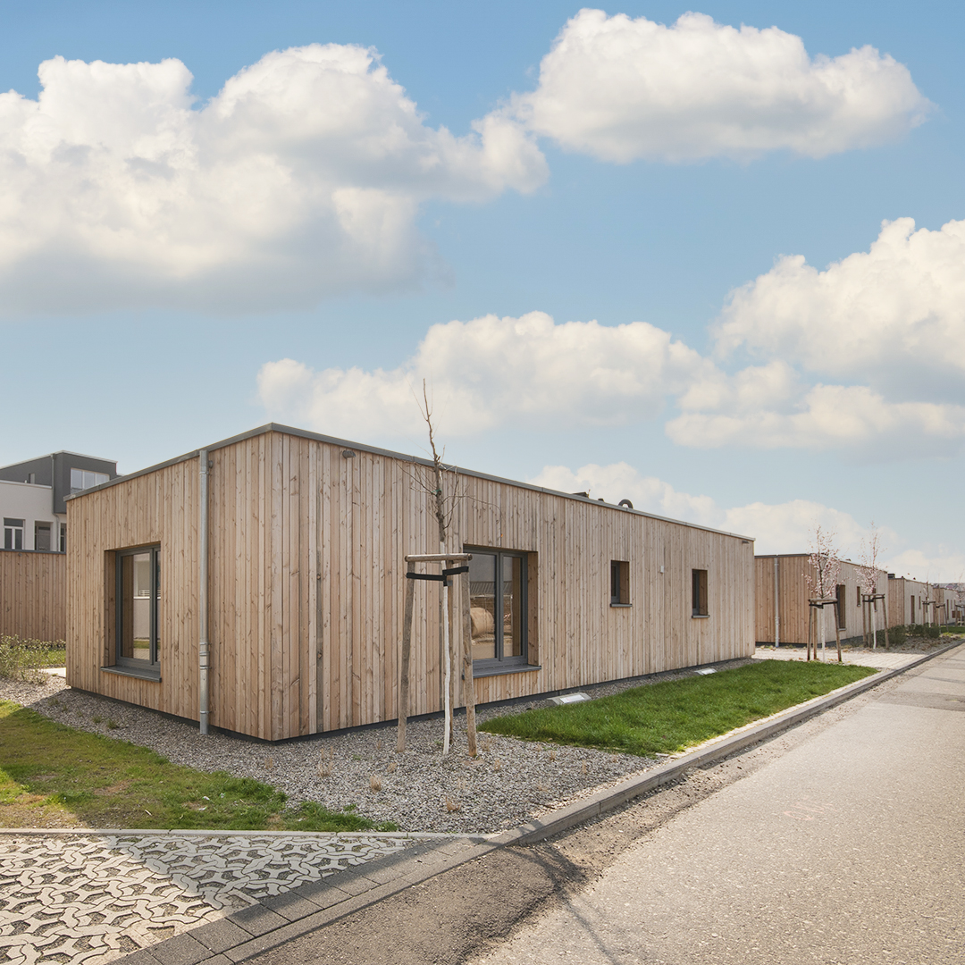 Aussenansicht des Bobinet Quartiers in Trier. Eine Referenz von Holzbau Henz.