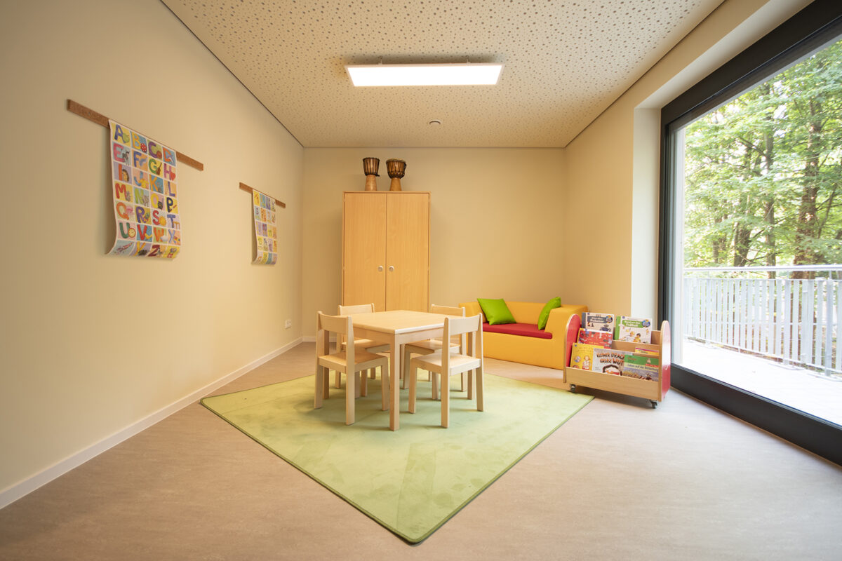 Innenansicht der Kita in Pfalzel. Eine Referenz von Holzbau Henz.